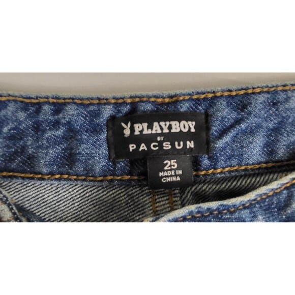 Playboy X Pacsun Womens Sz 25 Denim Carpenter Jeans Y2K 80's Graffiti Script - Picture 4 of 10